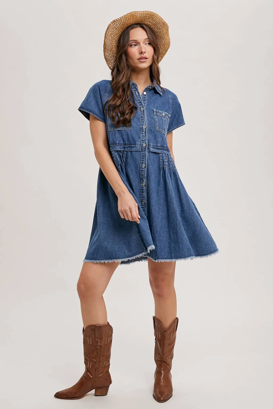Denim Button Down Shirt Mini Dress