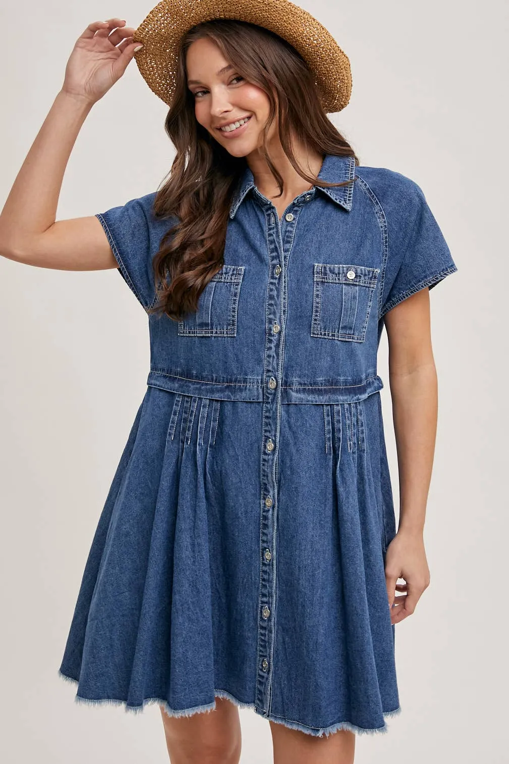 Denim Button Down Shirt Mini Dress