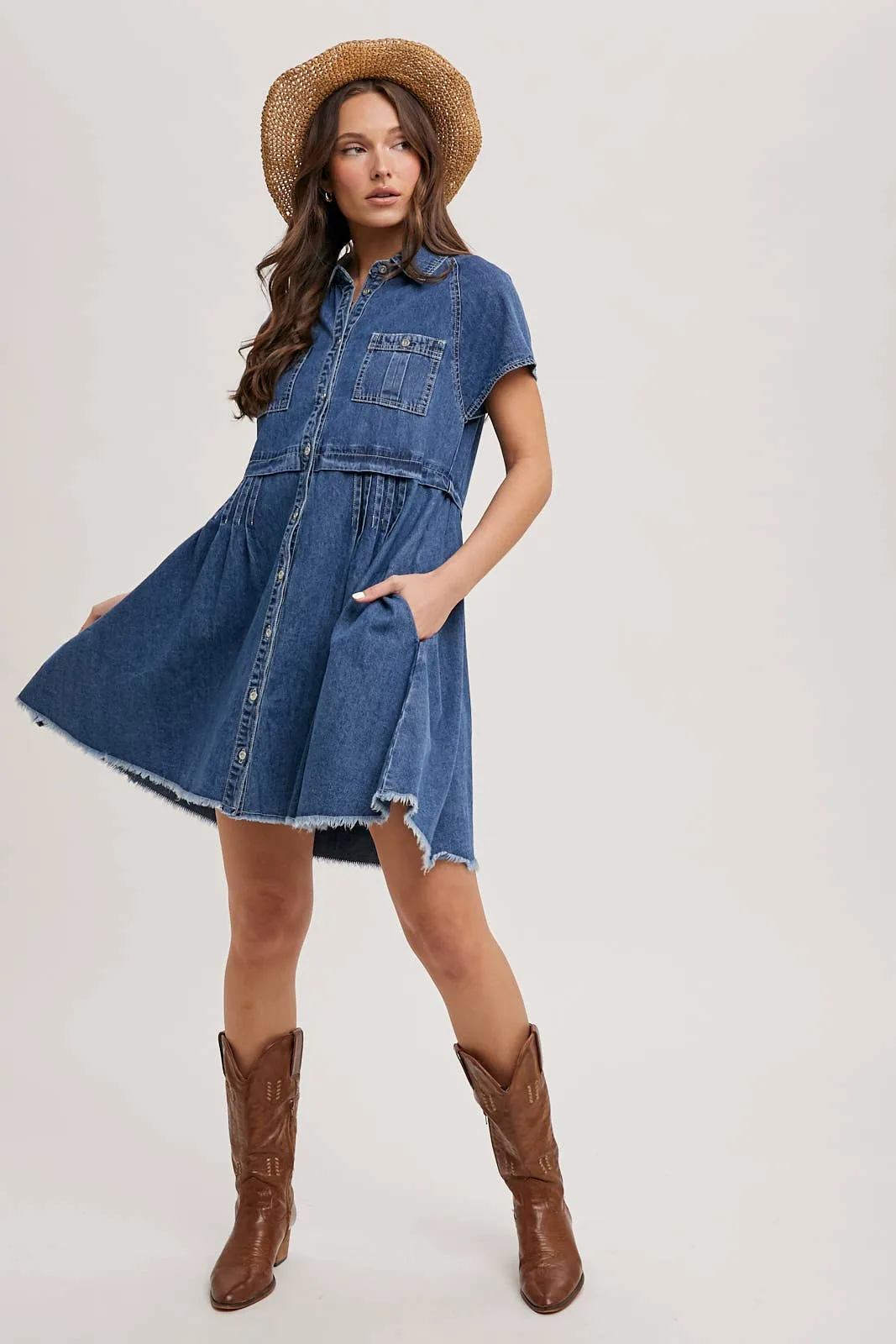 Denim Button Down Shirt Mini Dress
