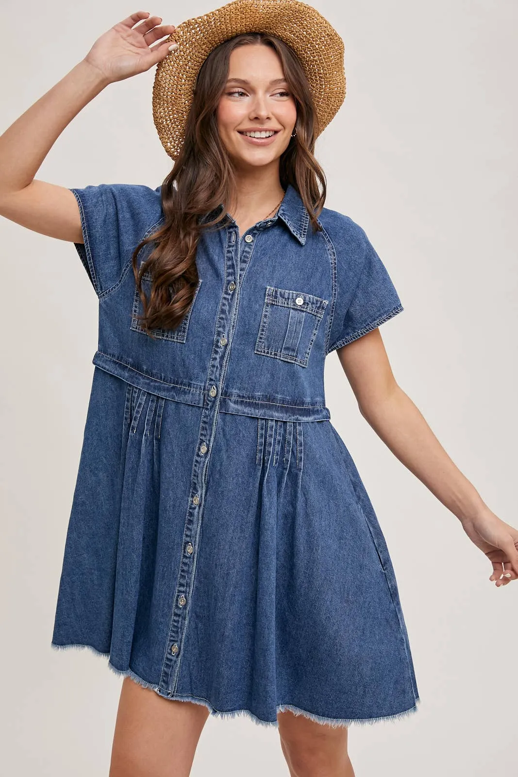 Denim Button Down Shirt Mini Dress