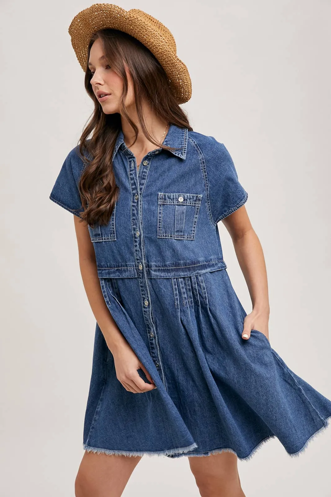 Denim Button Down Shirt Mini Dress