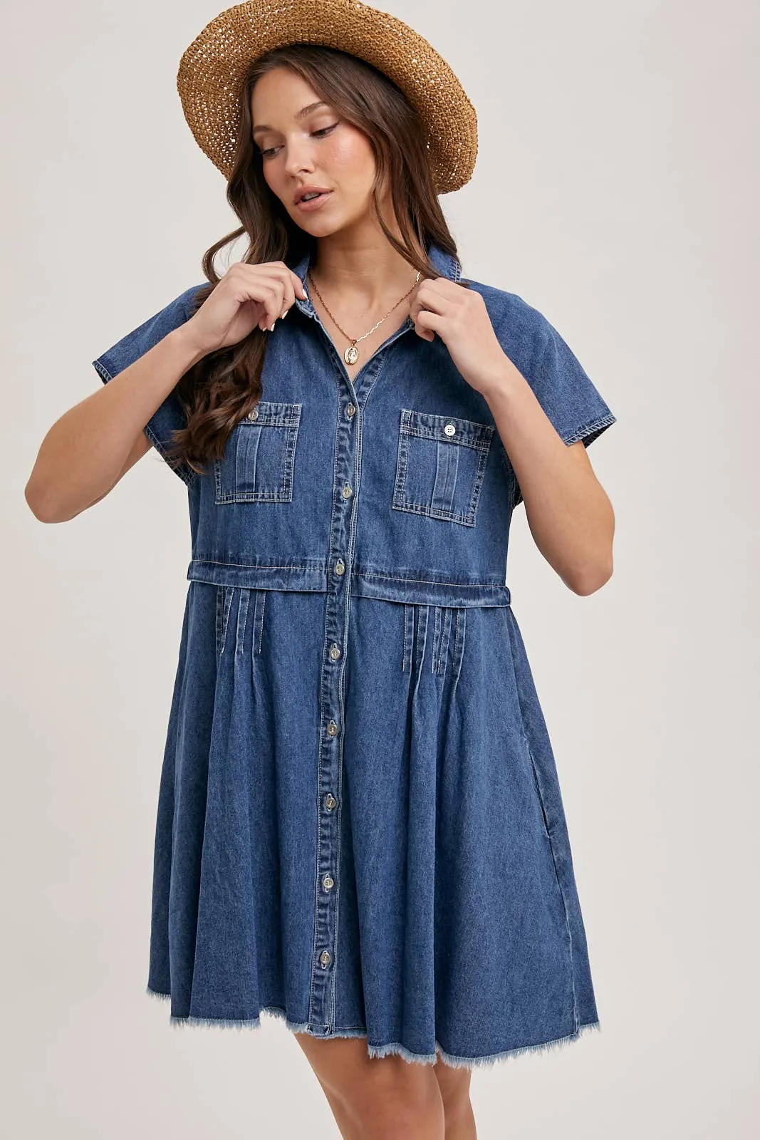 Denim Button Down Shirt Mini Dress