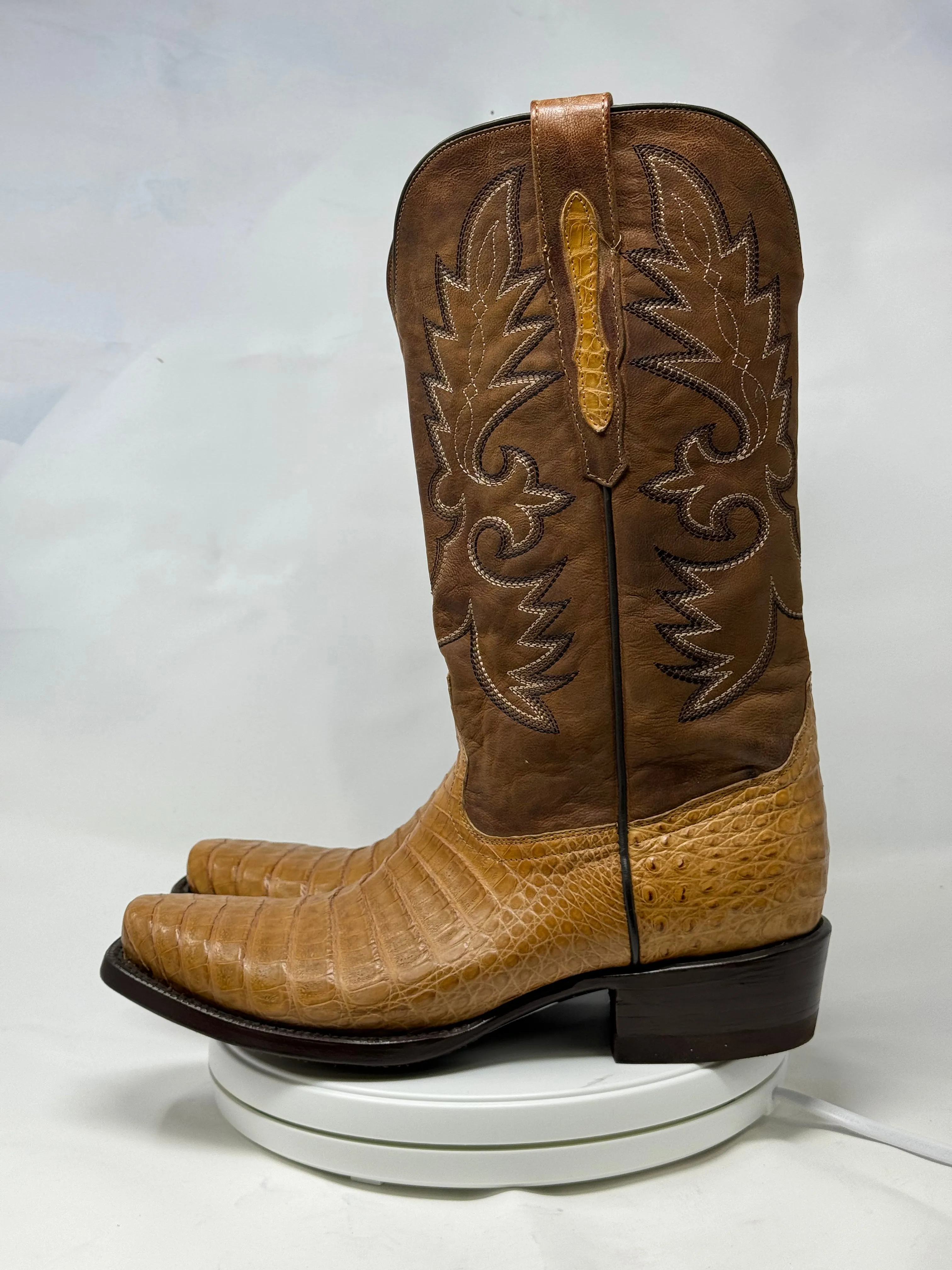 DJ2021 | Don Juan Boots Men's Caiman Belly Saddle Tan Diamond Toe