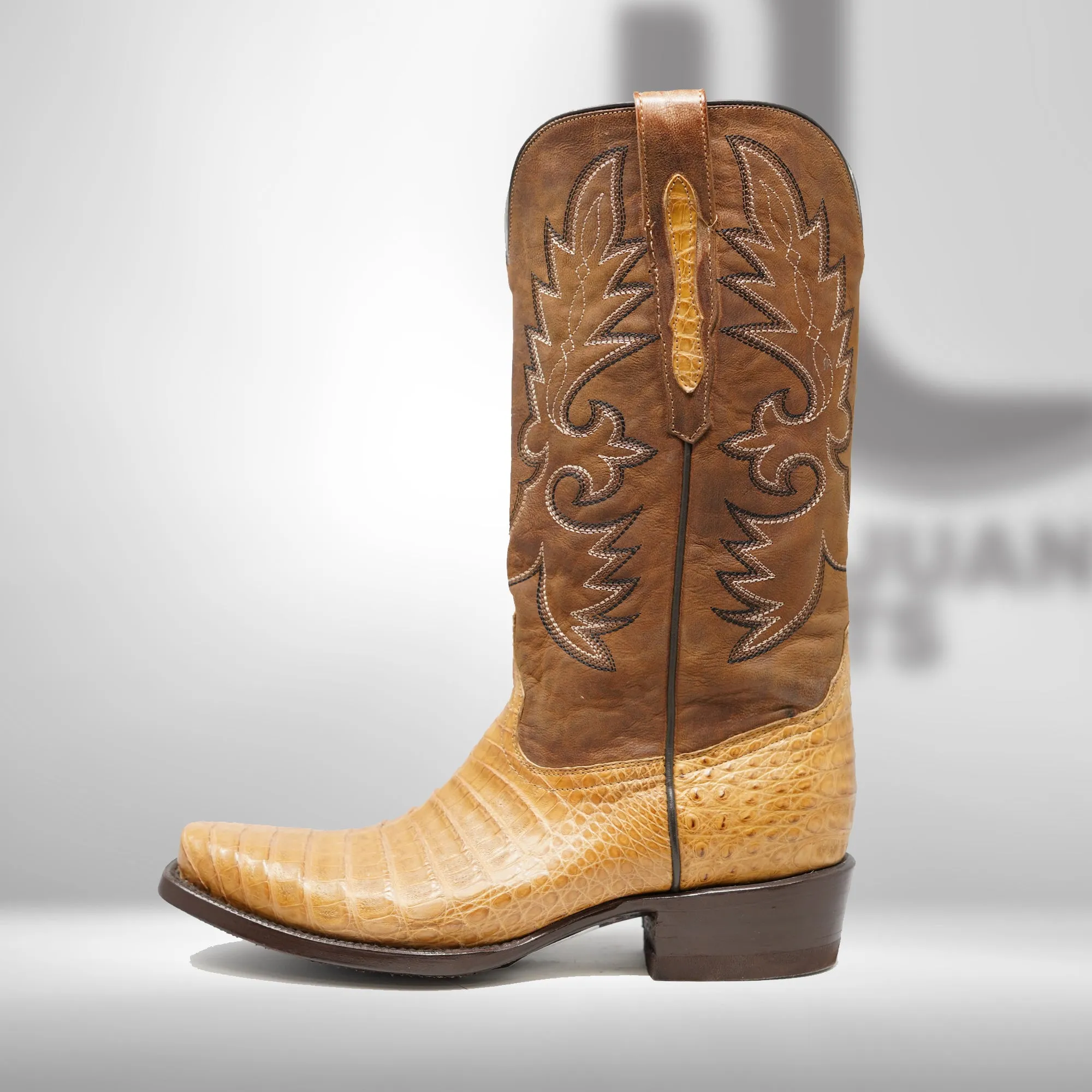 DJ2021 | Don Juan Boots Men's Caiman Belly Saddle Tan Diamond Toe