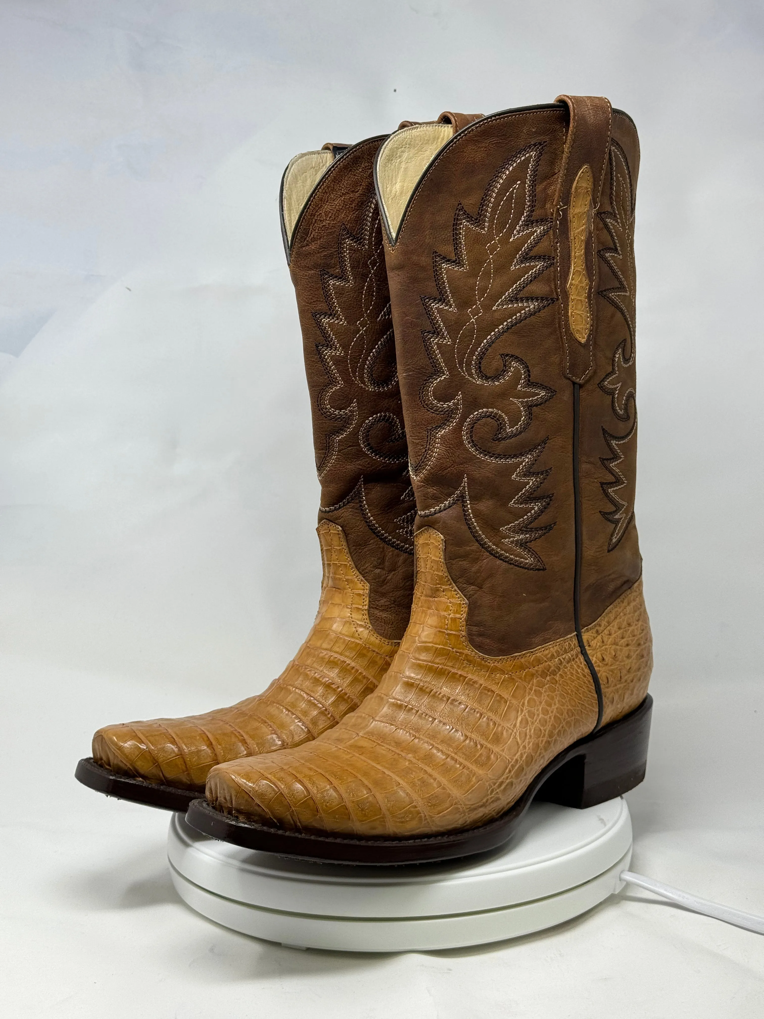 DJ2021 | Don Juan Boots Men's Caiman Belly Saddle Tan Diamond Toe