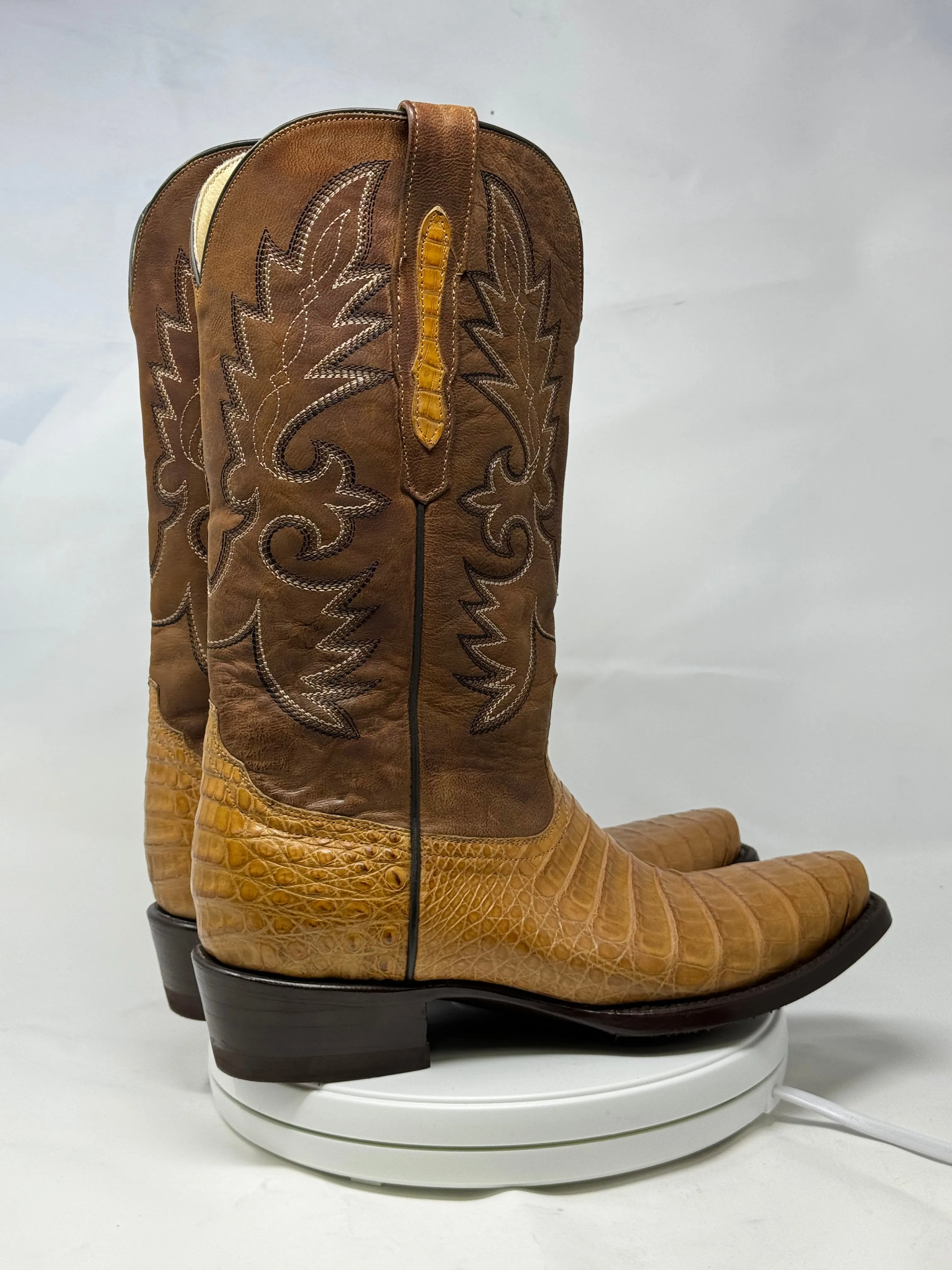 DJ2021 | Don Juan Boots Men's Caiman Belly Saddle Tan Diamond Toe