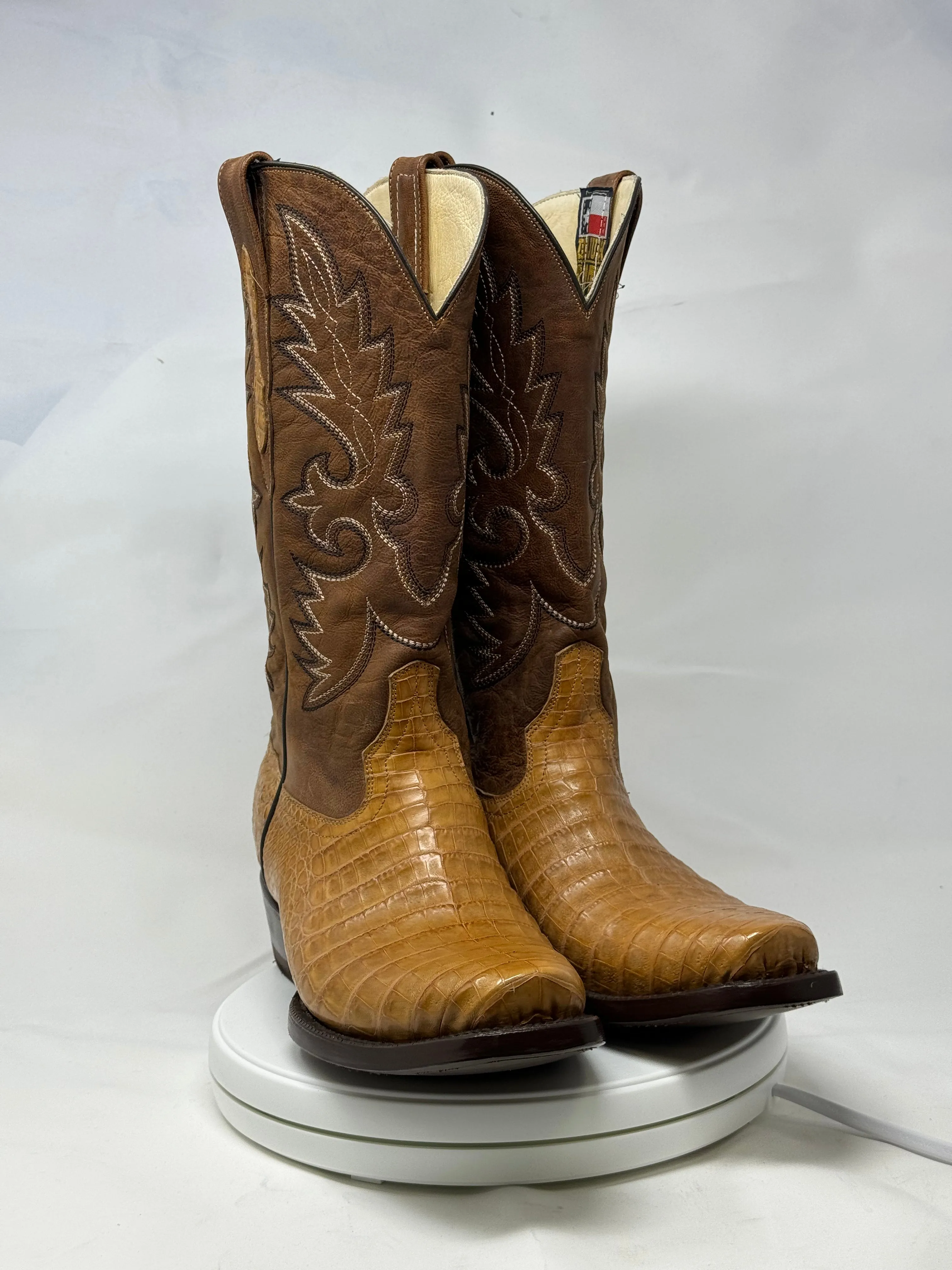 DJ2021 | Don Juan Boots Men's Caiman Belly Saddle Tan Diamond Toe