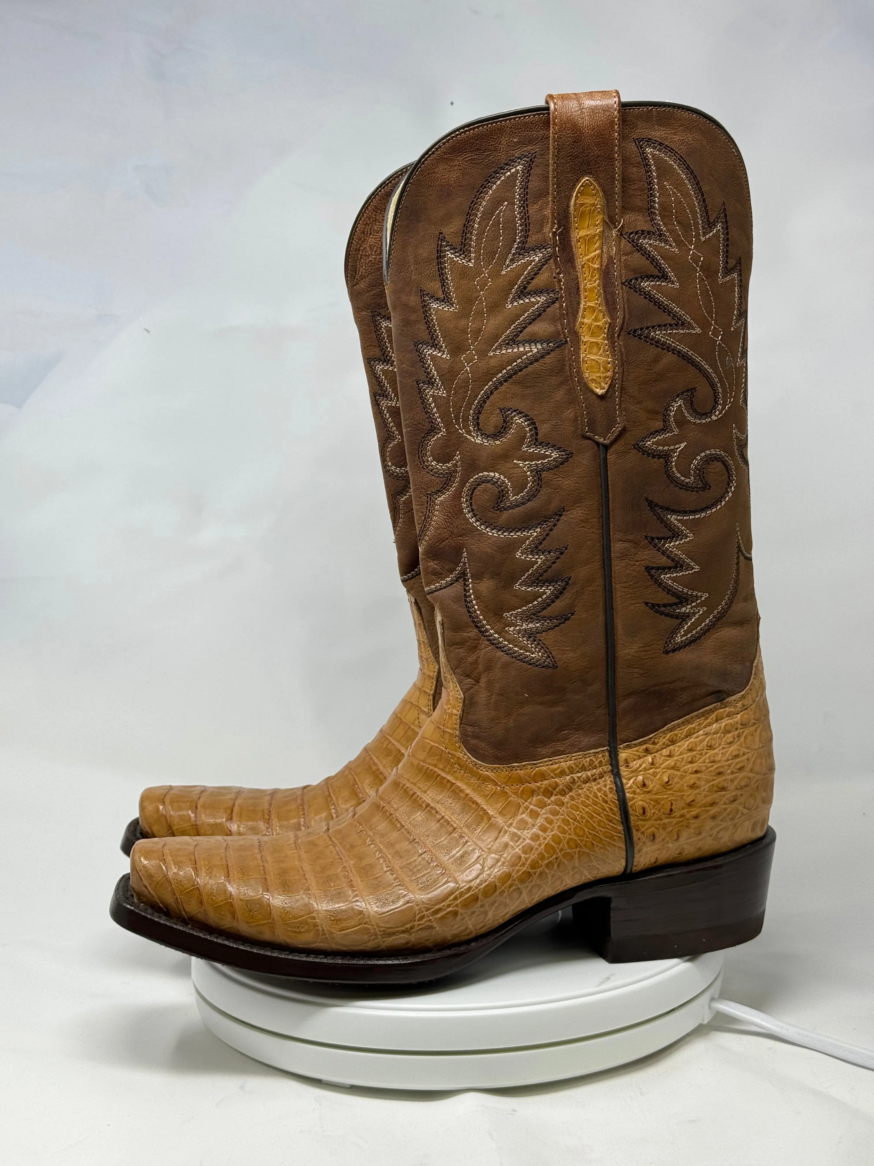 DJ2021 | Don Juan Boots Men's Caiman Belly Saddle Tan Diamond Toe
