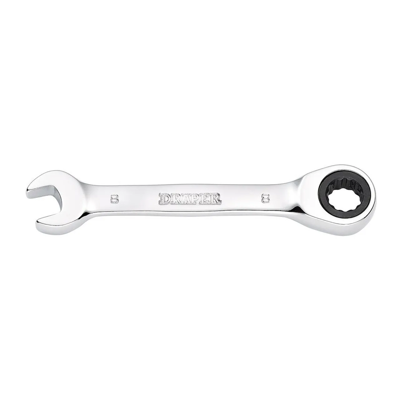 Draper Tools HI-TORQ® Metric Stubby Ratchet Combination Spanner, 8mm