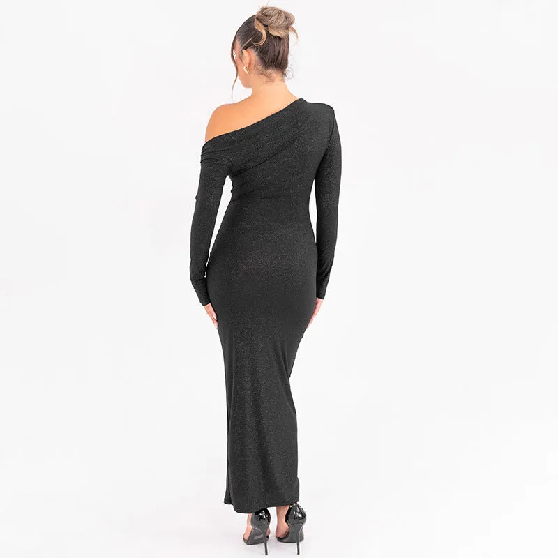 Elegant Fall and Winter Off-Shoulder Long Sleeve Bodycon Dress