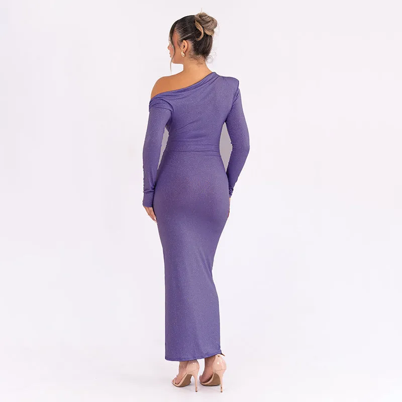 Elegant Fall and Winter Off-Shoulder Long Sleeve Bodycon Dress