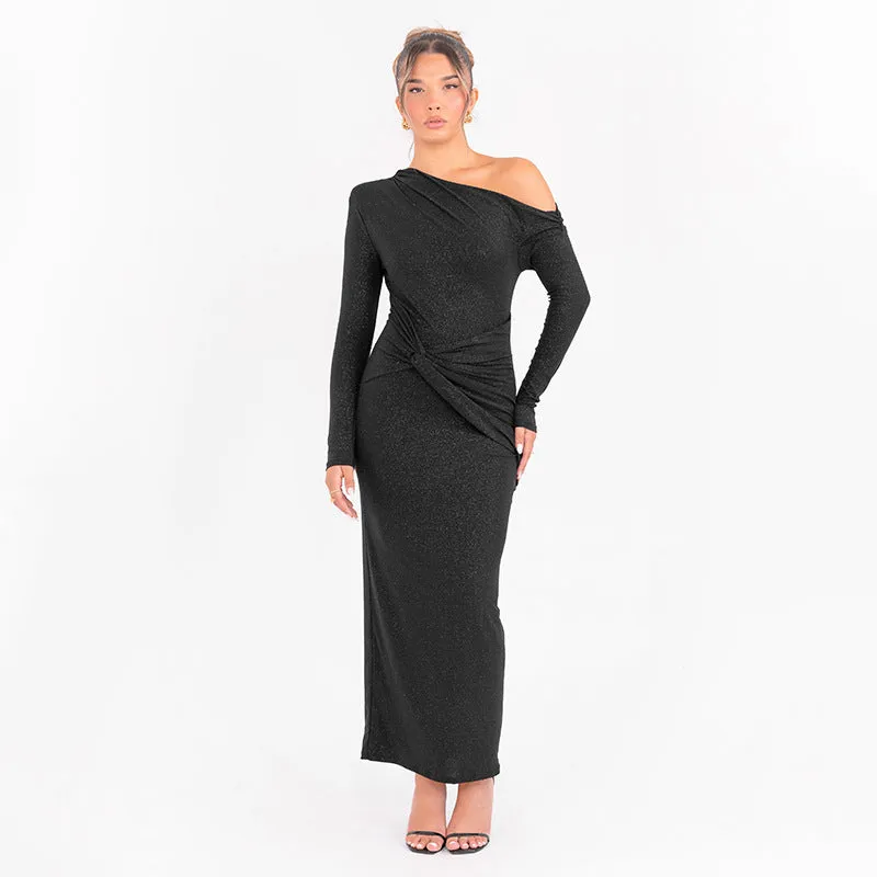 Elegant Fall and Winter Off-Shoulder Long Sleeve Bodycon Dress