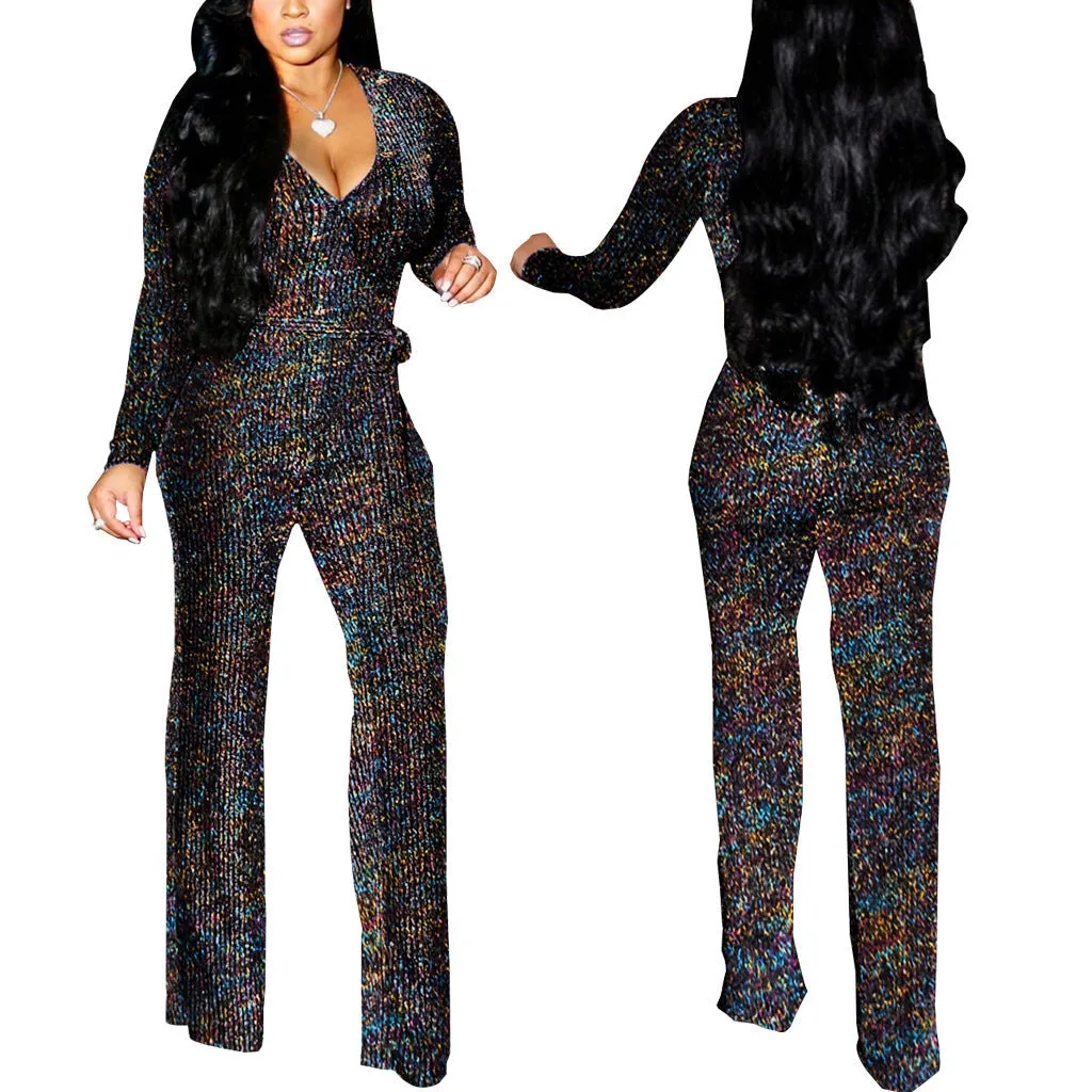Elevated Elegance Belted V-Neck Winter Jumpsuit with Timeless Charm