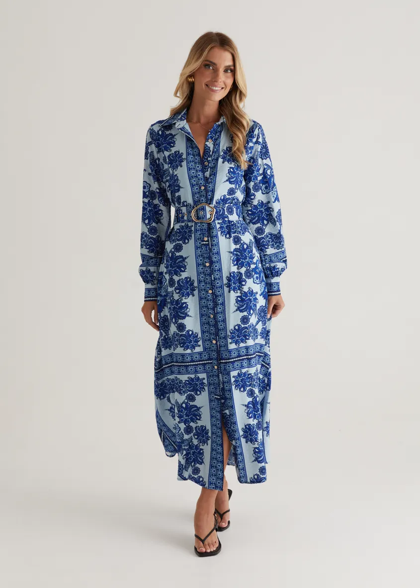 Eventide Maxi Dress - Blue Floral
