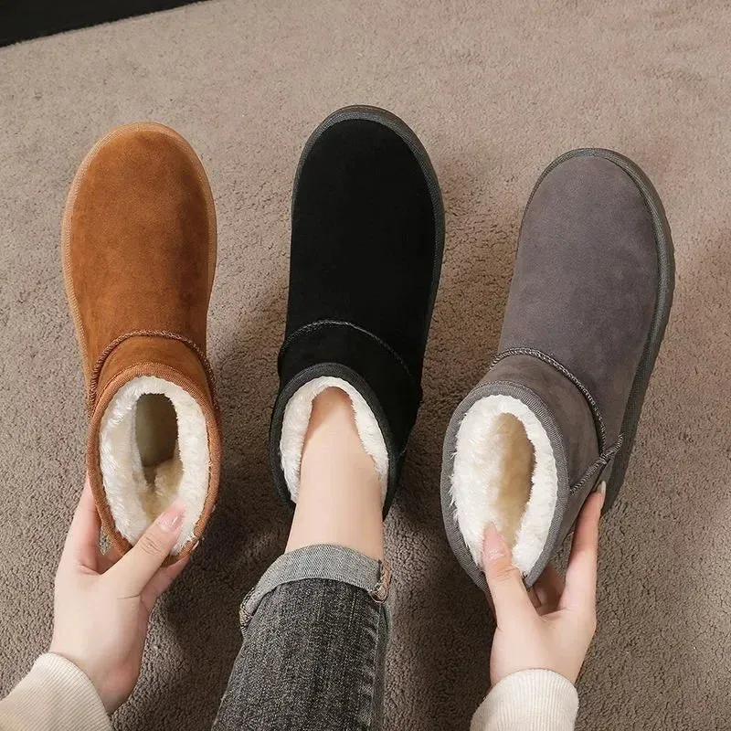 Fashion Winter Brown Short Boots New Platform Shoes Push Size Ankle Boots for Women Waterproof and Warm Snow Boots