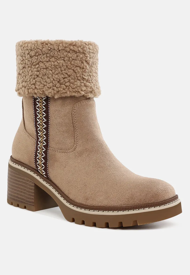 Faux Fur & Embroidery Detail Boots By RAG