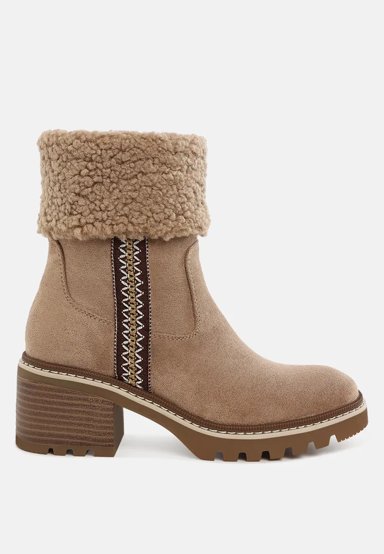Faux Fur & Embroidery Detail Boots By RUW