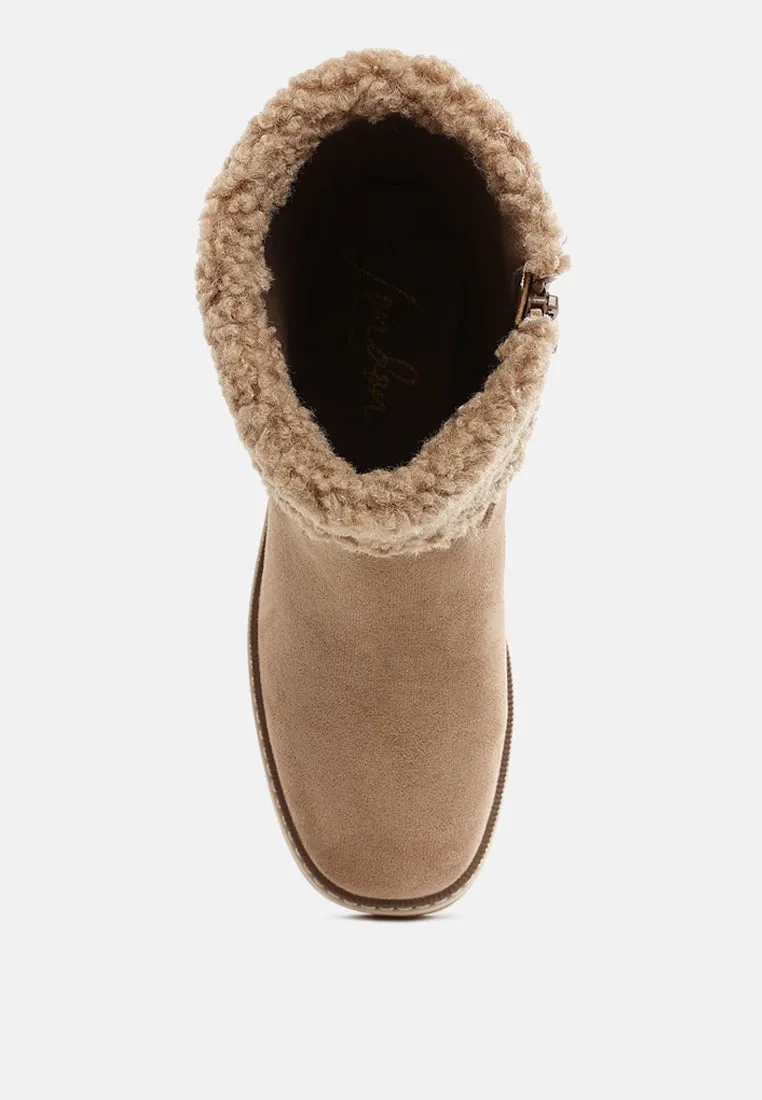 Faux Fur & Embroidery Detail Boots By RUW