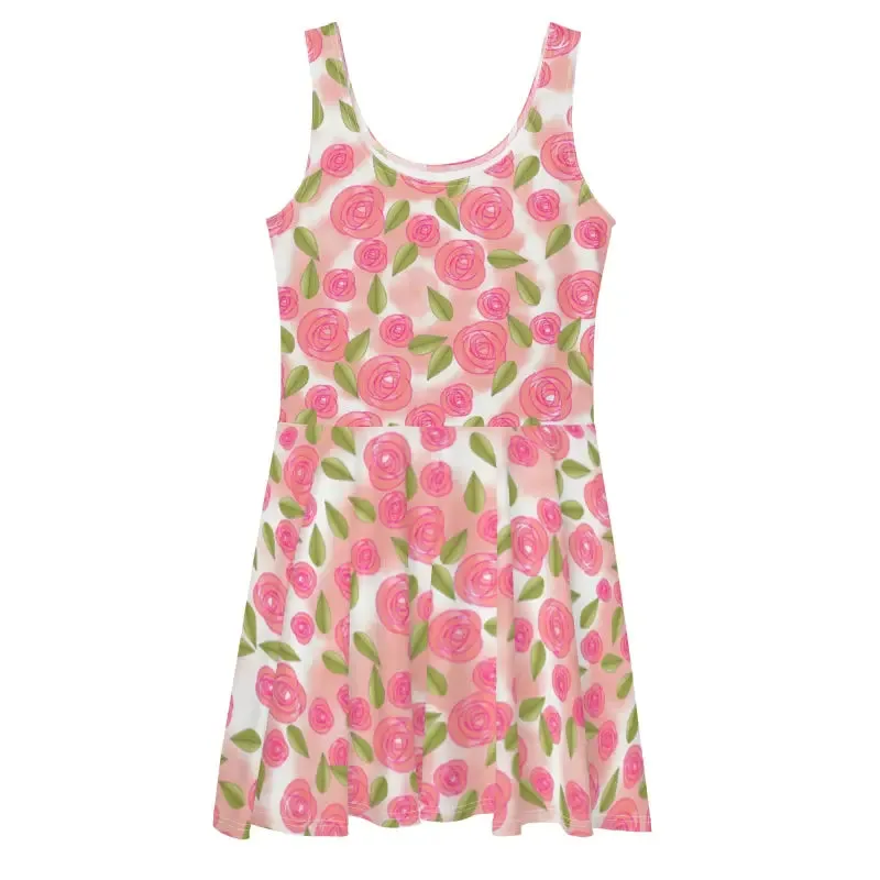 Flirty Pink Roses Skater Dress to Steal Every Spotlight