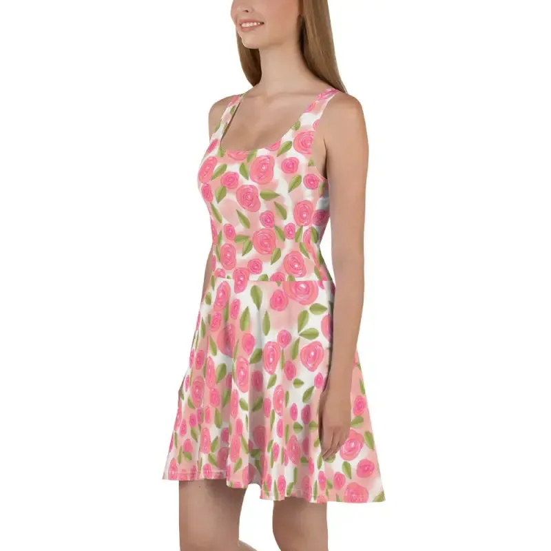 Flirty Pink Roses Skater Dress to Steal Every Spotlight
