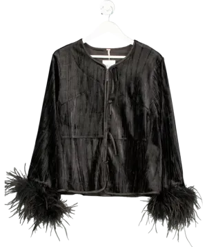 Free People Black Aubrey Velvet Jacket UK S