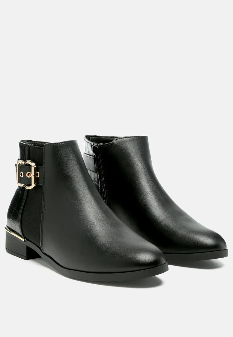 Frothy Buckled Ankle Boots With Croc Detail By Ruw