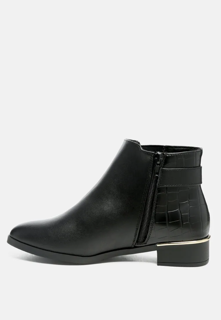 Frothy Buckled Ankle Boots With Croc Detail By Ruw