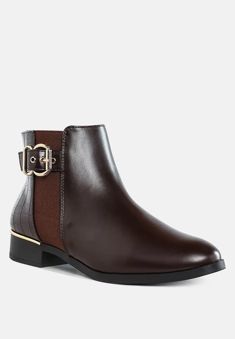 Frothy Buckled Ankle Boots With Croc Detail By Ruw