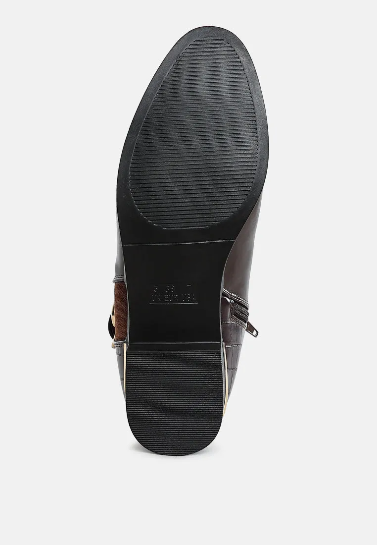 Frothy Buckled Ankle Boots With Croc Detail By Ruw