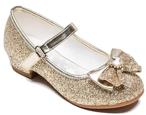 Furdeour Gold Mary Jane Glitter Shoes for Girls Size 13