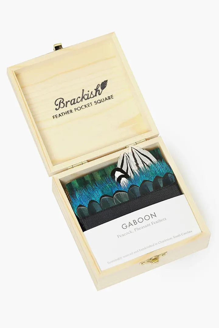 GABOON FEATHER POCKET SQUARE