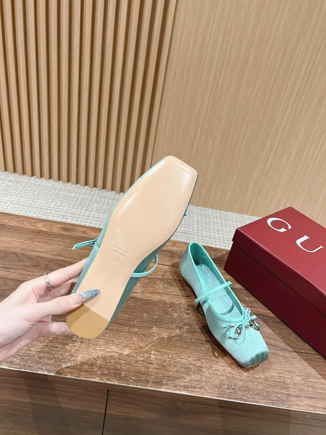 GC Silk fabric Early Spring Resort Series Horsebit Ballet Flats