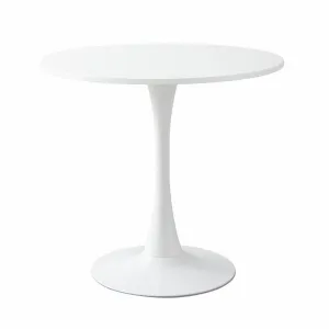 Generic Round Dining Table, Modern Dining Table, 24 Inch Kitchen Dining Table for 2-4 People, Casual Coffee Table with Pedestal for Small Space, Dining Room, Living Room and Cafe, White