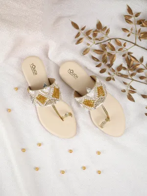 Girl's Jaipuri Chappal Bridal Juti Kolhapuri FlatSandals Ethnic Wear For Women
