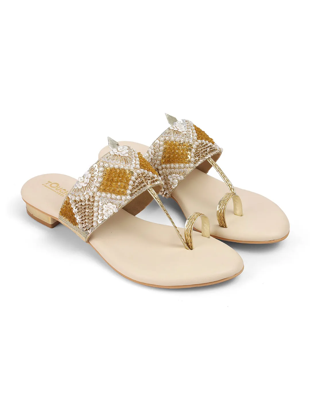 Girl's Jaipuri Chappal Bridal Juti Kolhapuri FlatSandals Ethnic Wear For Women