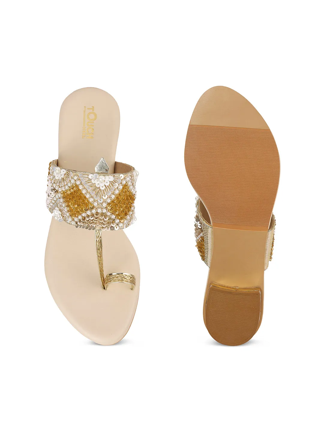 Girl's Jaipuri Chappal Bridal Juti Kolhapuri FlatSandals Ethnic Wear For Women