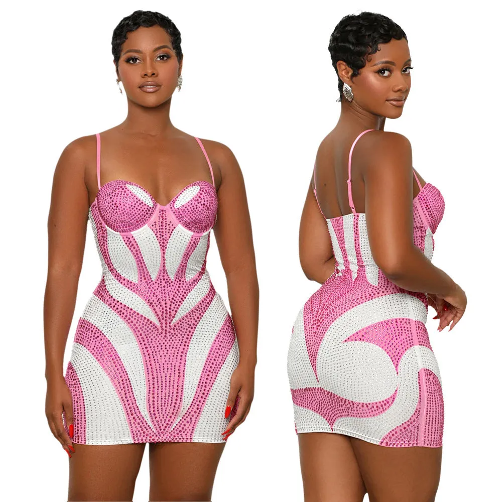 Glamorous Strap Beaded Bodycon Dress for Unforgettable Party Looks