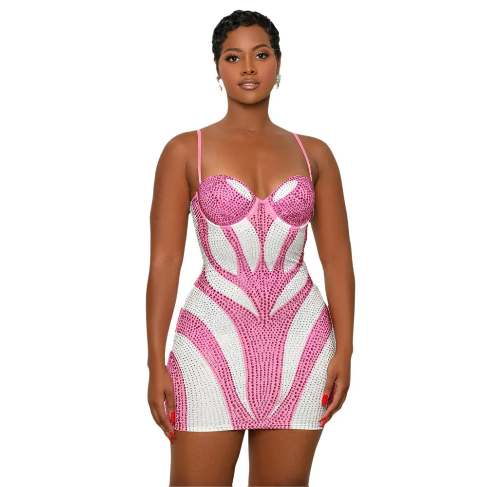 Glamorous Strap Beaded Bodycon Dress for Unforgettable Party Looks