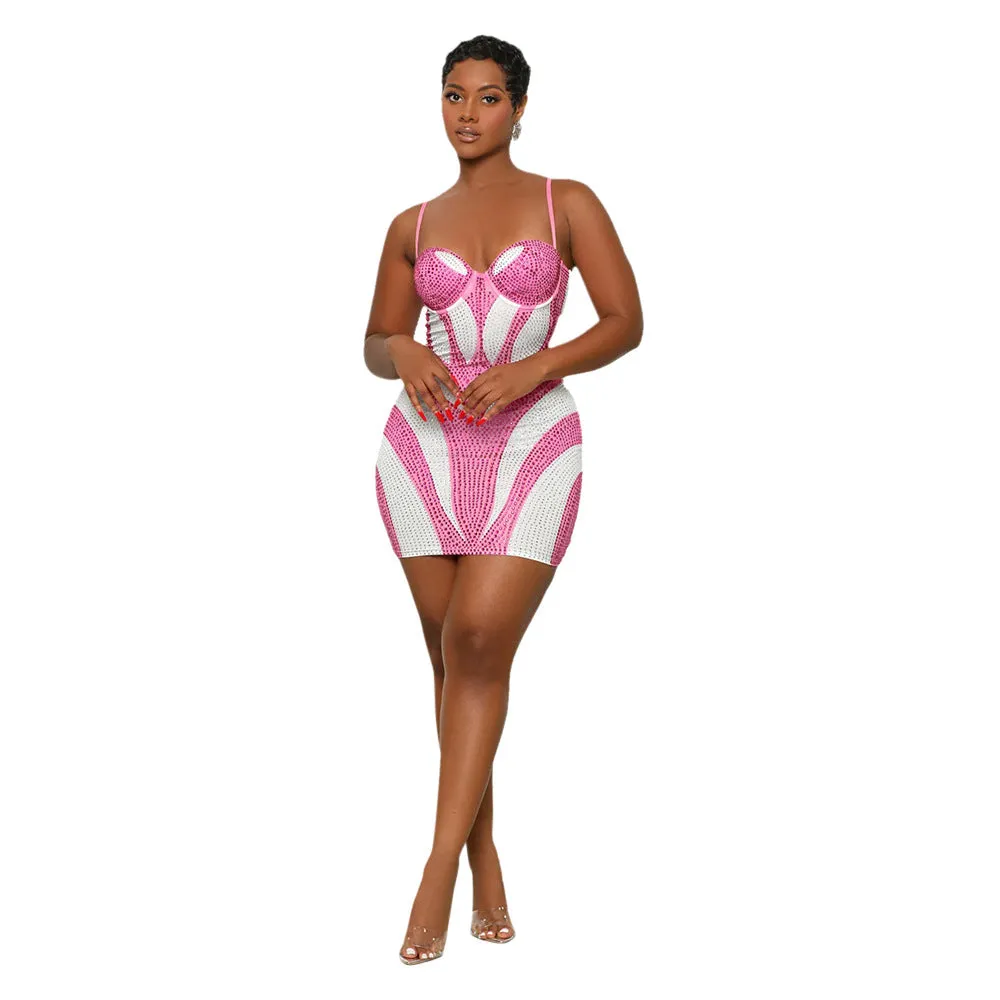 Glamorous Strap Beaded Bodycon Dress for Unforgettable Party Looks