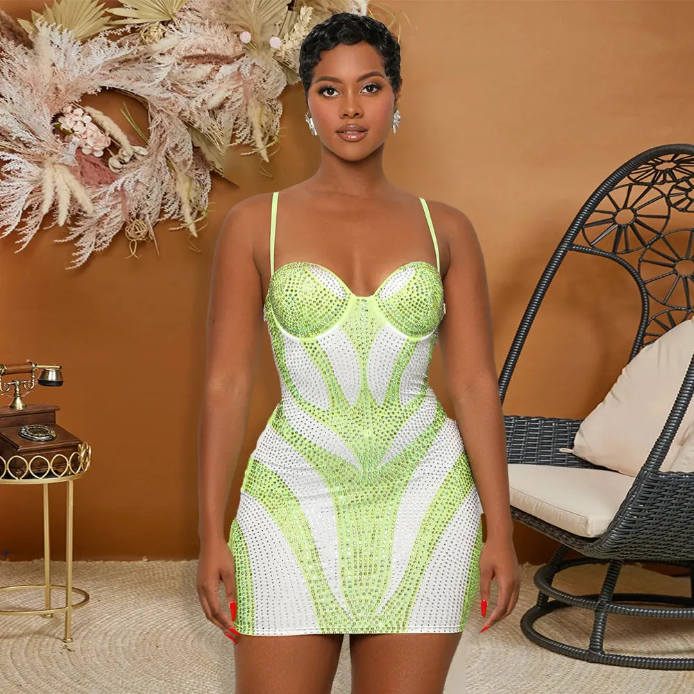 Glamorous Strap Beaded Bodycon Dress for Unforgettable Party Looks