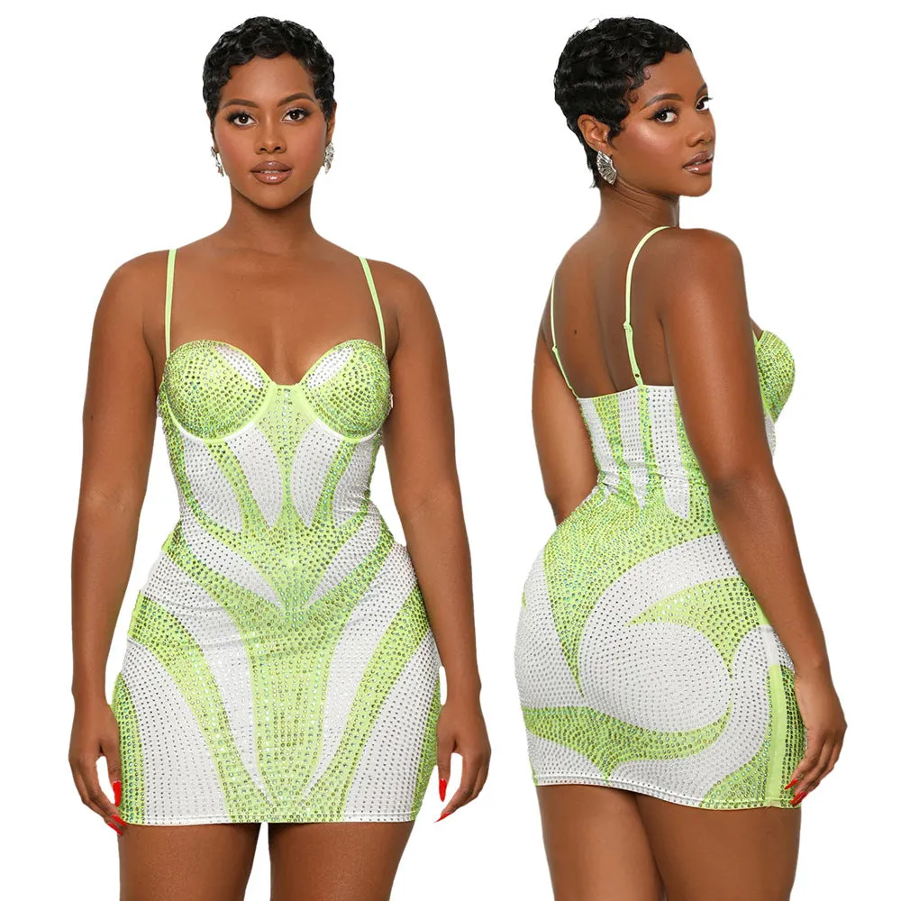 Glamorous Strap Beaded Bodycon Dress for Unforgettable Party Looks
