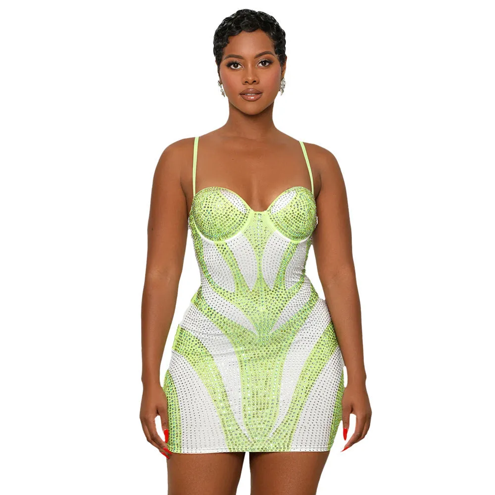 Glamorous Strap Beaded Bodycon Dress for Unforgettable Party Looks