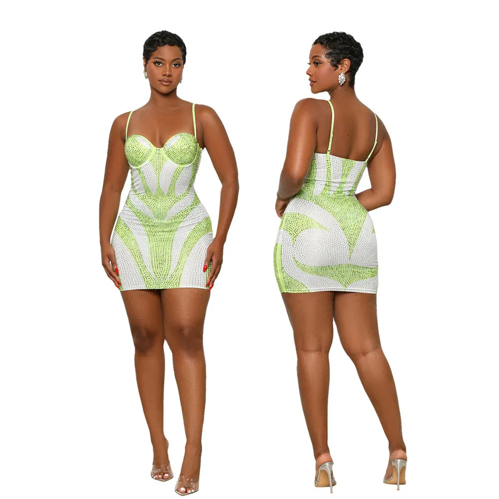 Glamorous Strap Beaded Bodycon Dress for Unforgettable Party Looks