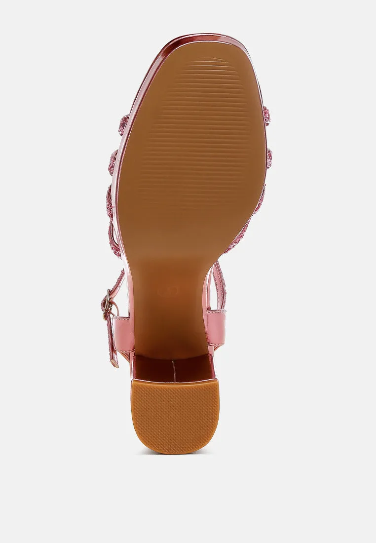 Glitter Strappy Block Sandals By RAG