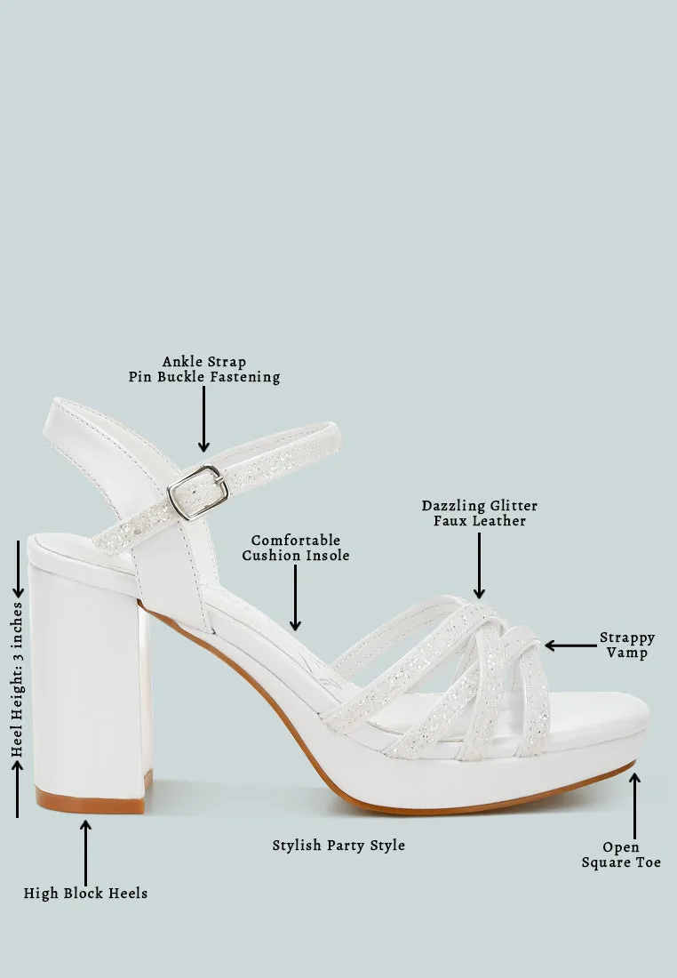 Glitter Strappy Block Sandals By RAG