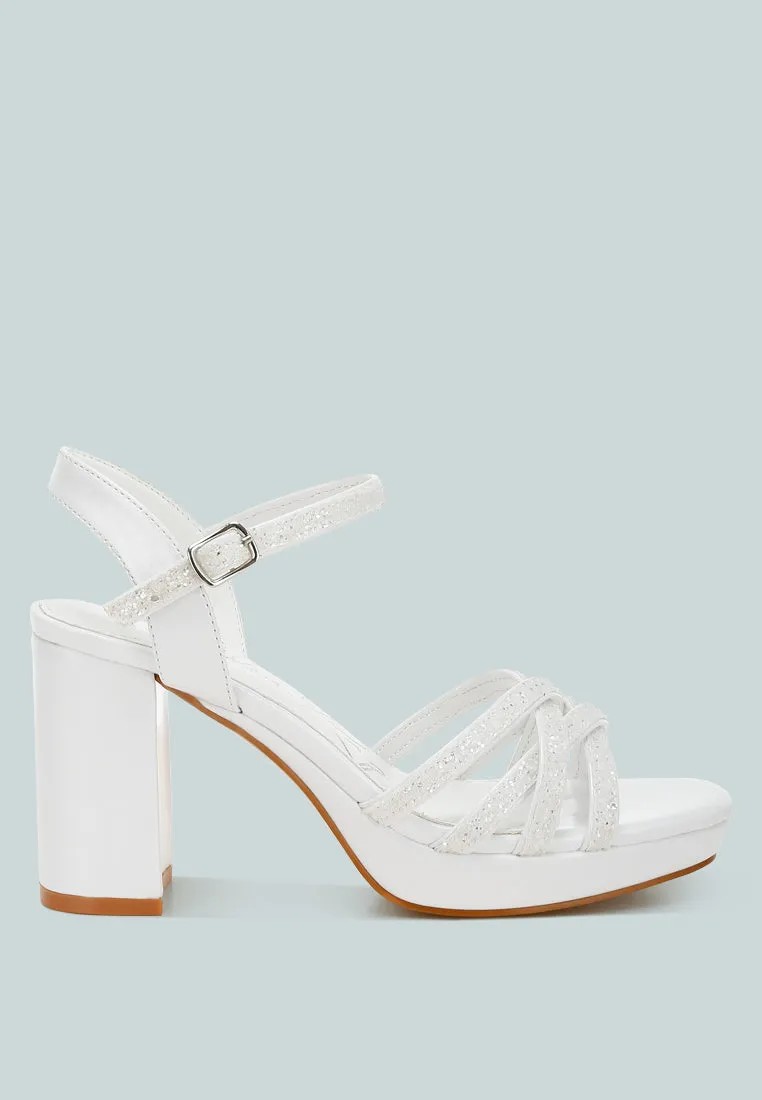 Glitter Strappy Block Sandals By RAG