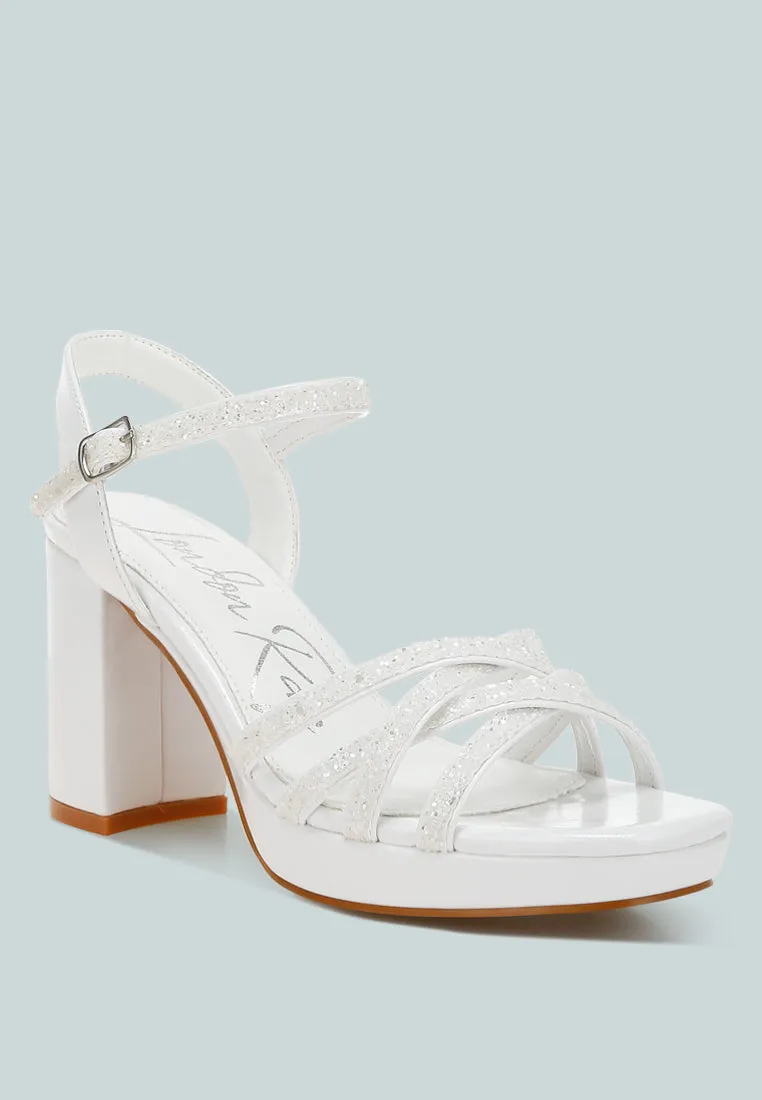 Glitter Strappy Block Sandals By RAG