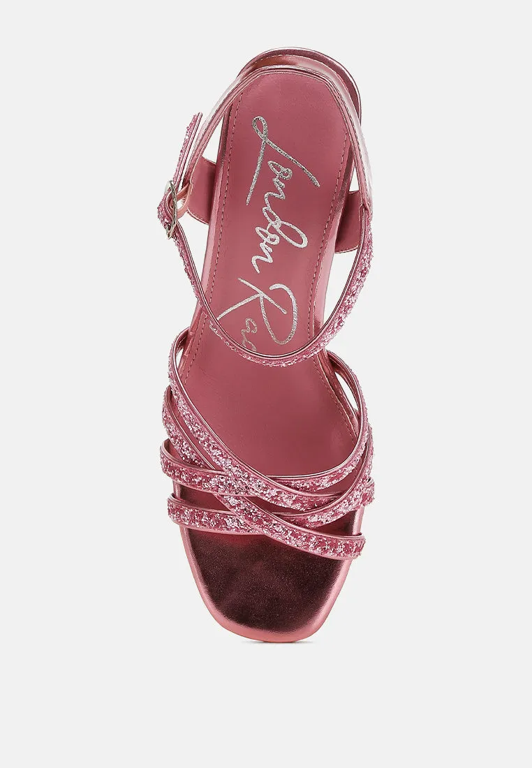 Glitter Strappy Block Sandals By RAG