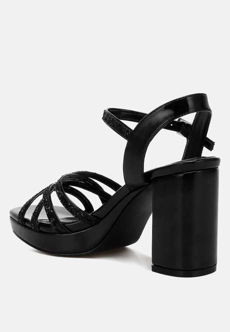 Glitter Strappy Block Sandals By RAG