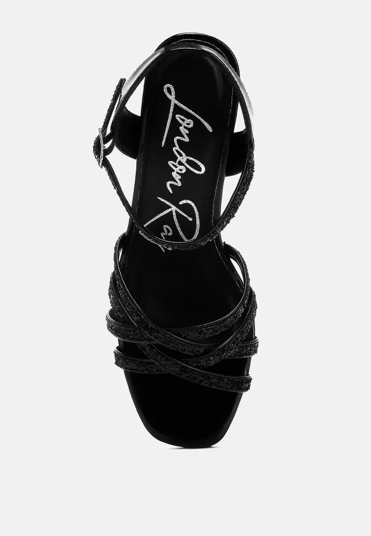 Glitter Strappy Block Sandals By RAG